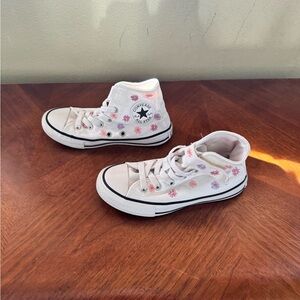 Converse Kids White and Pink High-Top Sneakers